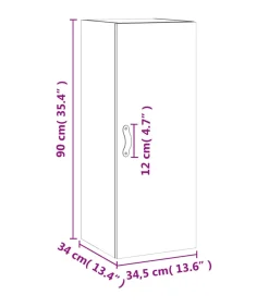 Hangkast 34,5x34x90 cm grijs sonoma eikenkleurig