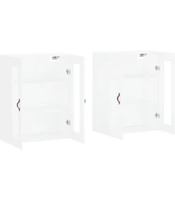 Hangkasten 2 st bewerkt hout wit