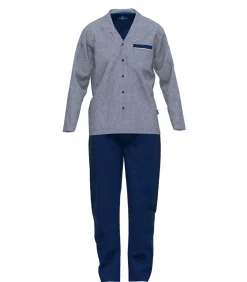 Heren Pyjama Geknoopt Blauw Print