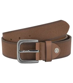 heren riem reliëf leer bruin 40mm