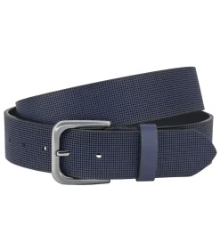 heren riem reliëf leer marineblauw 40mm