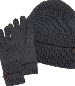 Herenmuts van gerecycled breisel, geribd Grijs