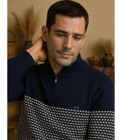 Herentrui in twee texturen met hoge hals