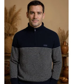 Herentrui in twee texturen met hoge hals