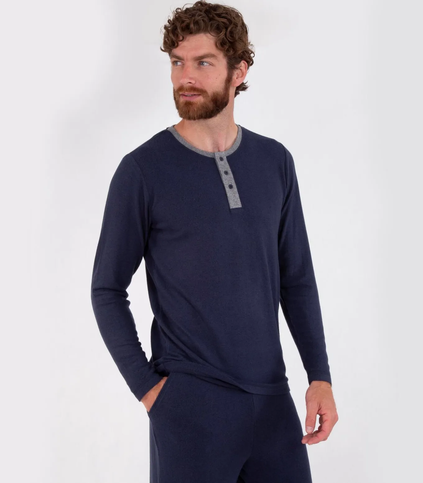 Heren-T-shirt met lange mouwen Navy