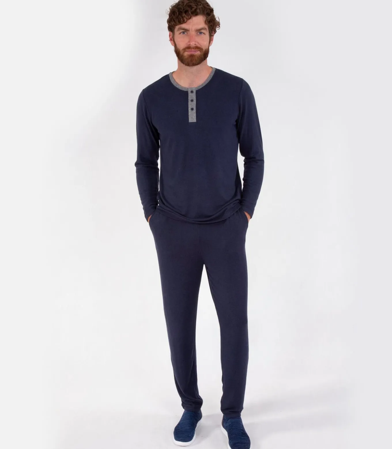 Heren-T-shirt met lange mouwen Navy