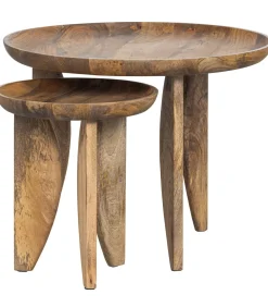 High Heels Bijzettafels - Mangohout - Naturel - Set van 2