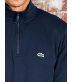 High neck zip up fleece sweatshirt - navy blue