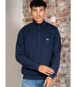 High neck zip up fleece sweatshirt - navy blue