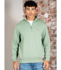 High neck zip up fleece sweatshirt - thyme