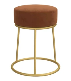 Hocker rond fluweel bruin