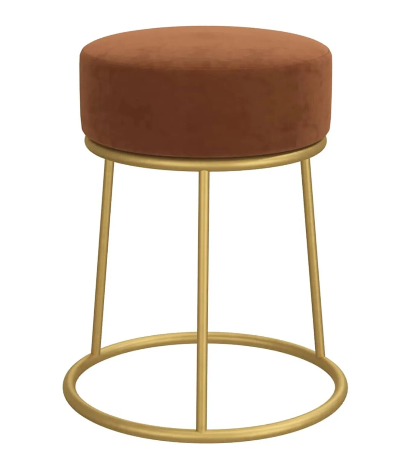 Hocker rond fluweel bruin