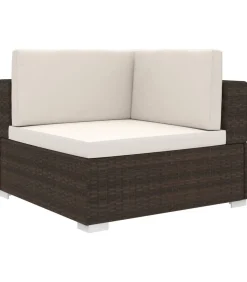 Hoekbank 1 st met kussens poly rattan bruin
