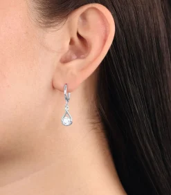 hoepel oorbellen voor dames, 925 Sterling zilver, zirkonia synth.