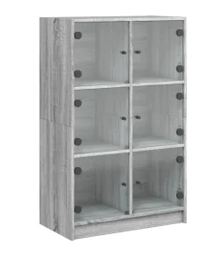 Hoge kast met deuren 68x37x109 cm bewerkt hout grijs sonoma