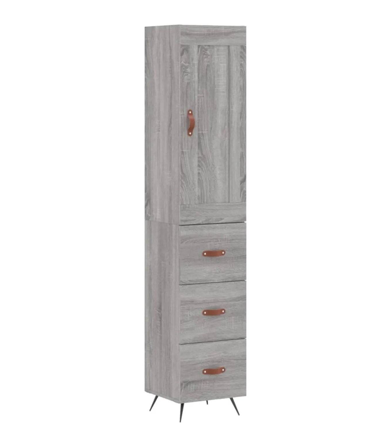 Hoge kast 34,5x34x180 cm bewerkt hout grijs sonoma eikenkleurig