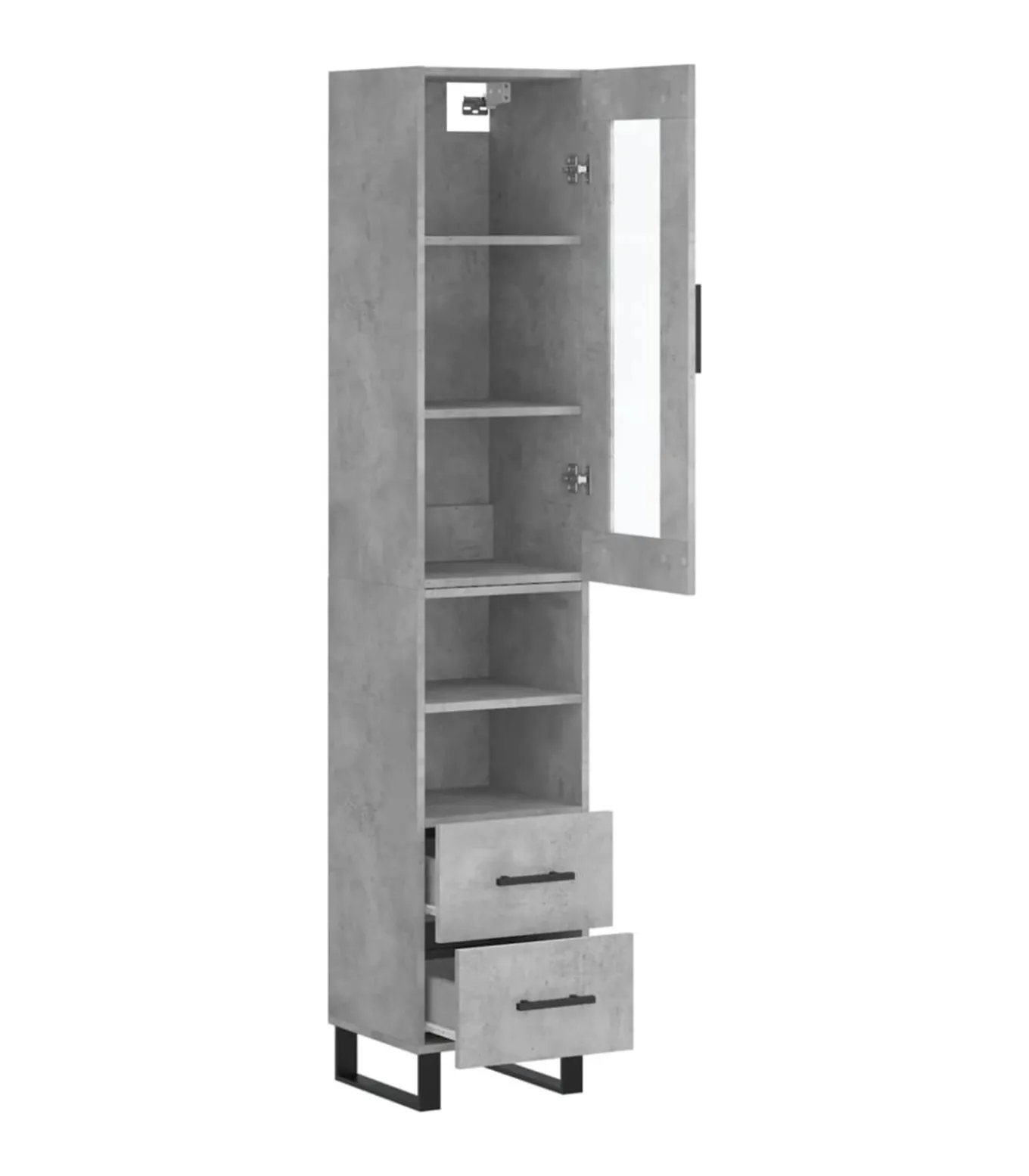 Hoge kast 34,5x34x180 cm bewerkt hout betongrijs