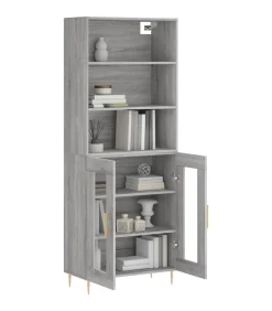 Hoge kast 69,5x34x180 cm bewerkt hout grijs sonoma eikenkleurig