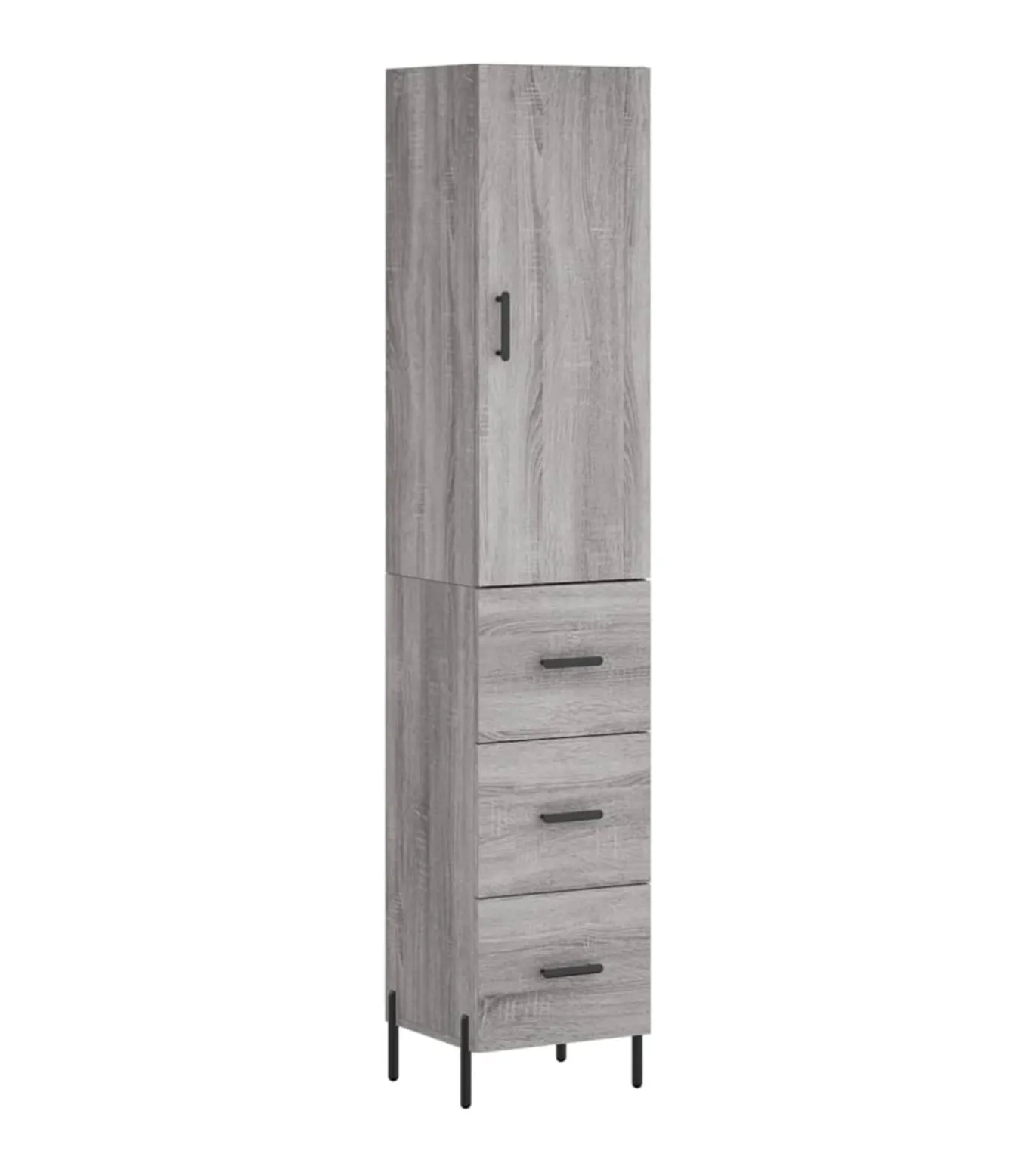 Hoge kast 34,5x34x180 cm bewerkt hout grijs sonoma eikenkleurig