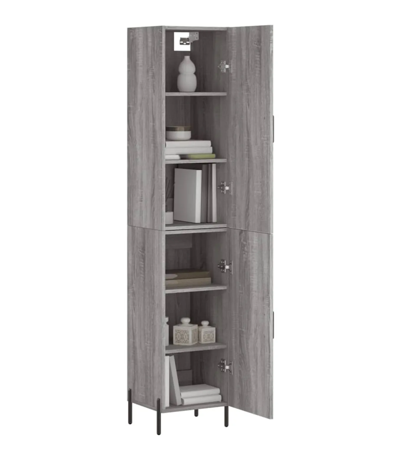 Hoge kast 34,5x34x180 cm bewerkt hout grijs sonoma eikenkleurig