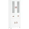 Hoge kast 69,5x34x180 cm bewerkt hout wit