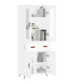 Hoge kast 69,5x34x180 cm bewerkt hout wit