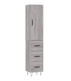 Hoge kast 34,5x34x180 cm bewerkt hout grijs sonoma eikenkleurig