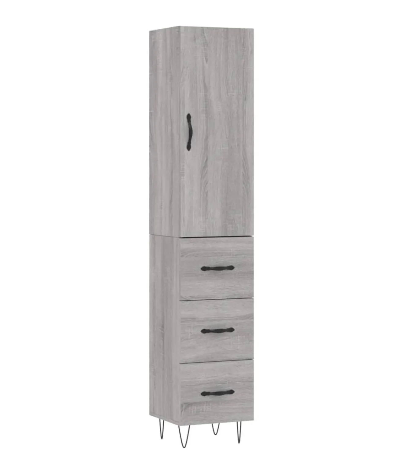 Hoge kast 34,5x34x180 cm bewerkt hout grijs sonoma eikenkleurig