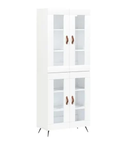 Hoge kast 69,5x34x180 cm bewerkt hout wit