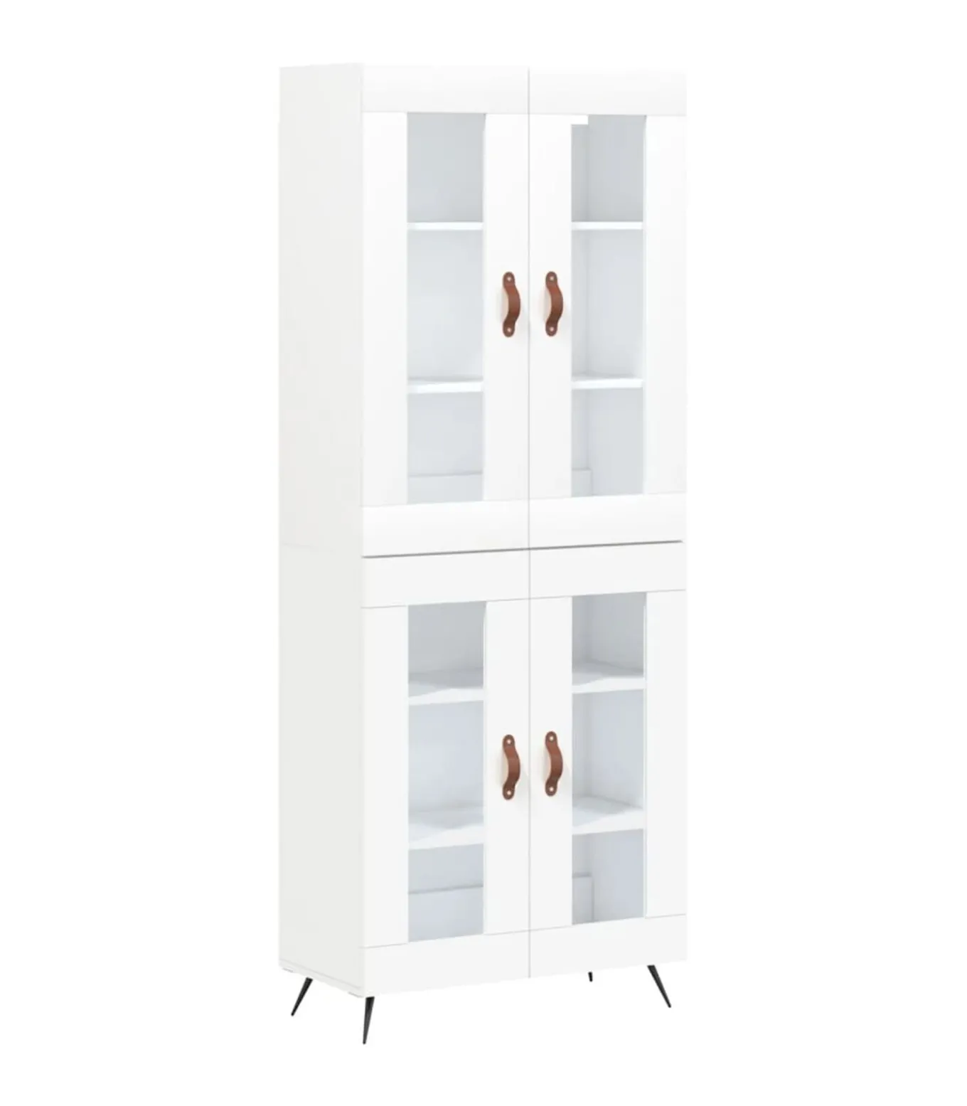 Hoge kast 69,5x34x180 cm bewerkt hout wit