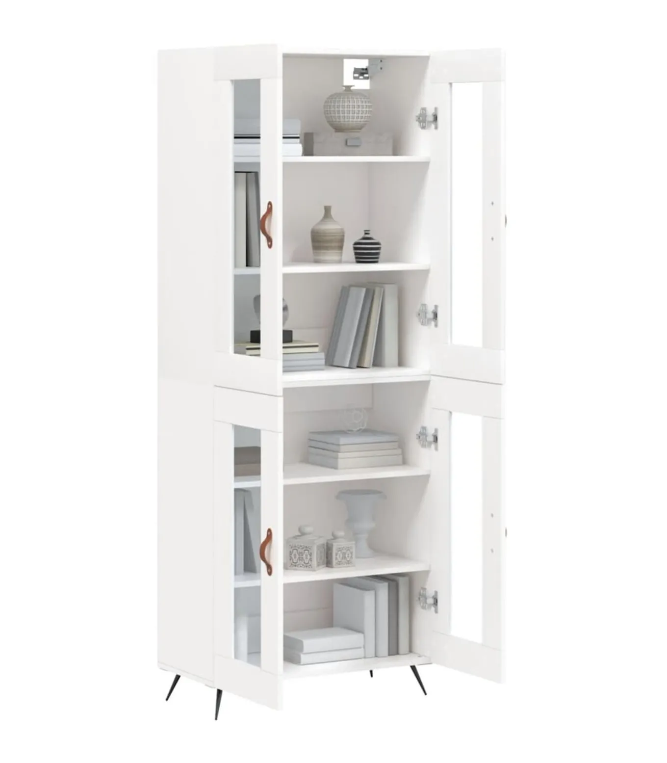 Hoge kast 69,5x34x180 cm bewerkt hout wit