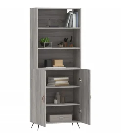 Hoge kast 69,5x34x180 cm bewerkt hout grijs sonoma eikenkleurig