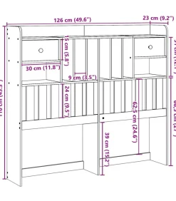 Hoofdbord met opbergruimte 120 cm massief grenenhout wasbruin