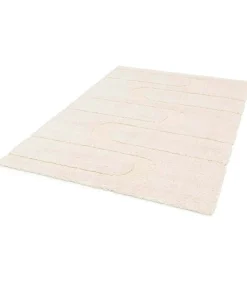 Hoogpolig vloerkleed met ecru geometrisch patroon 160 x 230 cm