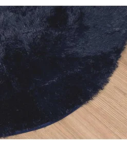 Hoogpolig vloerkleed NAVARRA 120x120 cm polyester marineblauw