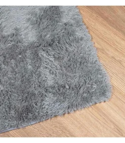 Hoogpolig vloerkleed NAVARRA 60x100 cm polyester lichtgrijs