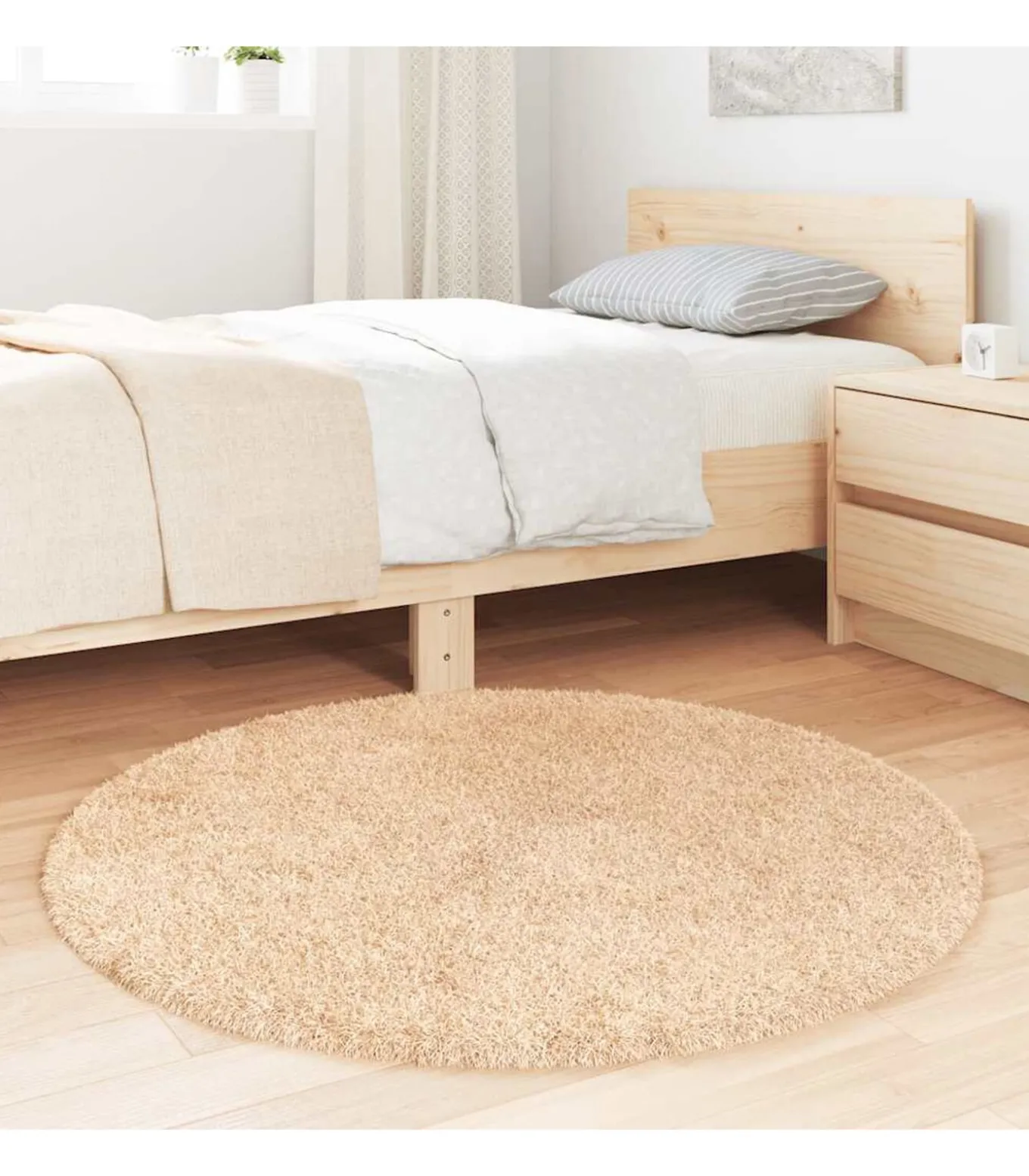 Hoogpolig vloerkleed NAVARRA 100x100 cm polyester beige