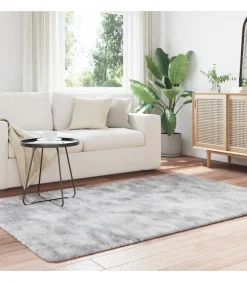 Hoogpolig vloerkleed NAVARRA 130x200 cm polyester zilvergrijs