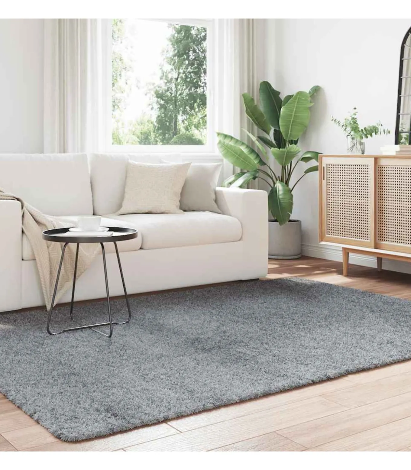 Hoogpolig vloerkleed NAVARRA 160x230 cm polyester lichtgrijs