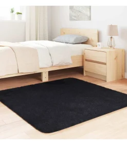 Hoogpolig vloerkleed NAVARRA 120x120 cm polyester zwart