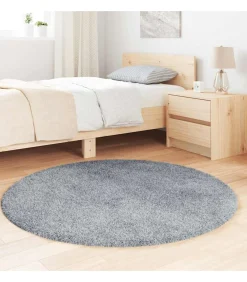 Hoogpolig vloerkleed NAVARRA 120x120 cm polyester lichtgrijs