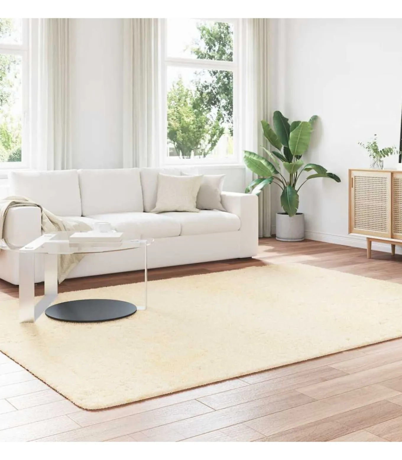 Hoogpolig vloerkleed NAVARRA 200x290 cm polyester crèmekleurig