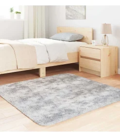 Hoogpolig vloerkleed NAVARRA 120x120 cm polyester zilvergrijs