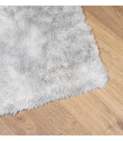 Hoogpolig vloerkleed NAVARRA 120x120 cm polyester zilvergrijs