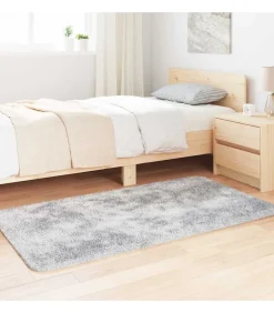 Hoogpolig vloerkleed NAVARRA 80x150 cm polyester zilvergrijs