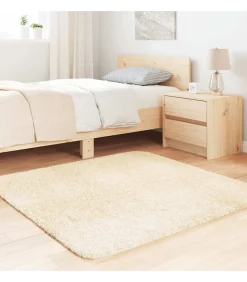 Hoogpolig vloerkleed NAVARRA 120x120 cm polyester crèmekleurig