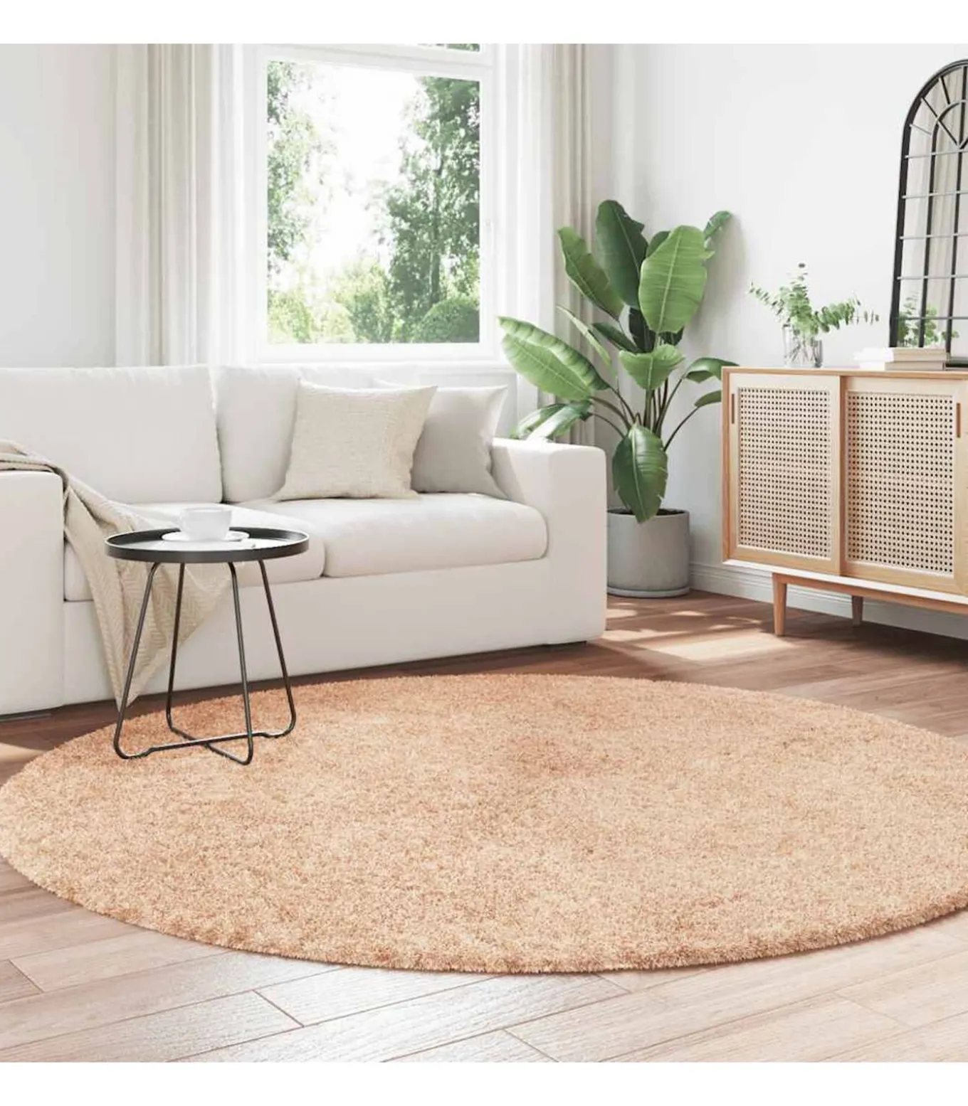 Hoogpolig vloerkleed NAVARRA 200x200 cm polyester beige