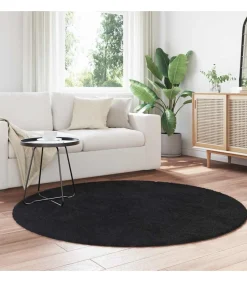 Hoogpolig vloerkleed NAVARRA 160x160 cm polyester zwart