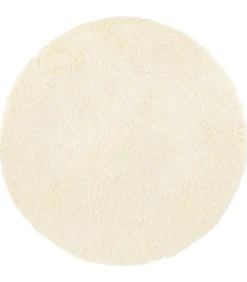 Hoogpolig vloerkleed NAVARRA 100x100 cm polyester crèmekleurig