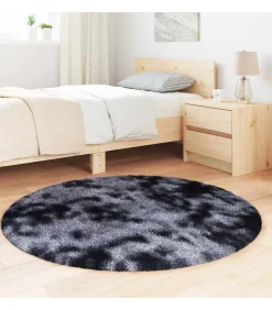 Hoogpolig vloerkleed NAVARRA 120x120 cm polyester donkergrijs